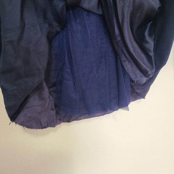 Sacai Luck Women’s Cardigan w/Layered Chiffon Hem & Front Pockets Blue Size 2 - Picture 6 of 9